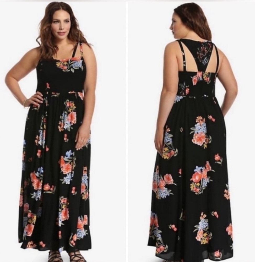 Torrid maxi plus Insider Collection Floral Lace Inset Maxi Dress Size 28 used